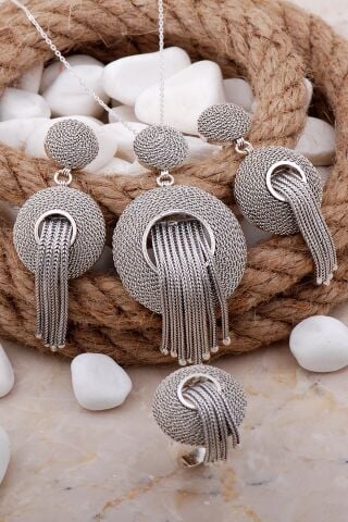 Telkari Tel Sarma Gümüş Set 1586