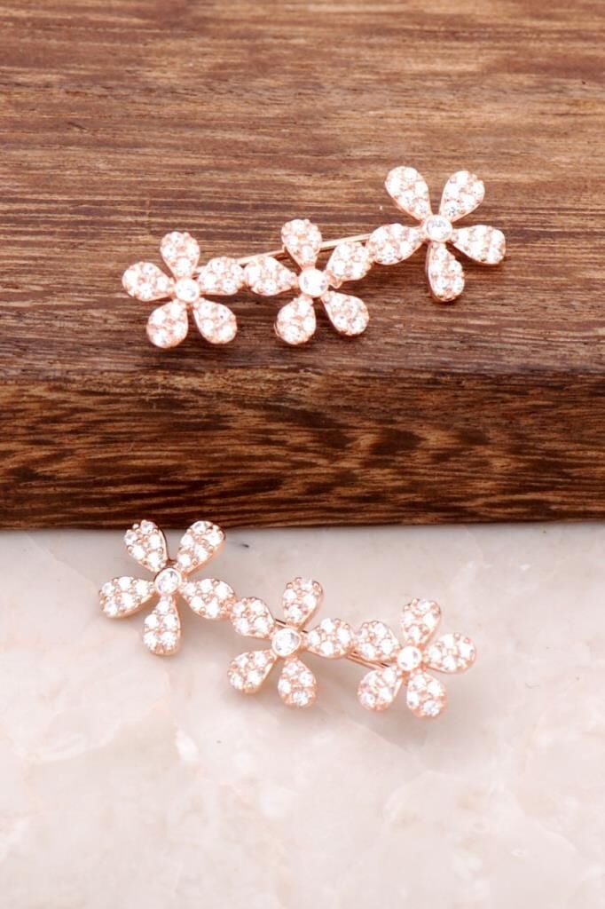 ÇİÇEKLİ KIKIRDAK ROS GÜMÜŞ KÜPE 1362