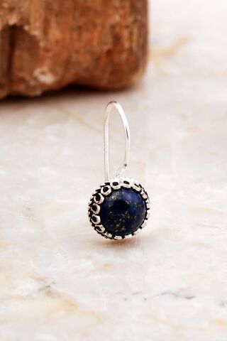 Lapis Lazuli Taşlı Mini Elişi Gümüş Küpe 6991