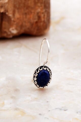 Lapis Lazuli Taşlı Mini Elişi Gümüş Küpe 6992