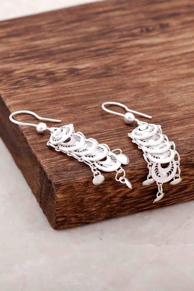 Telkari İşlemeli El Yapımı Gümüş Küpe 3993