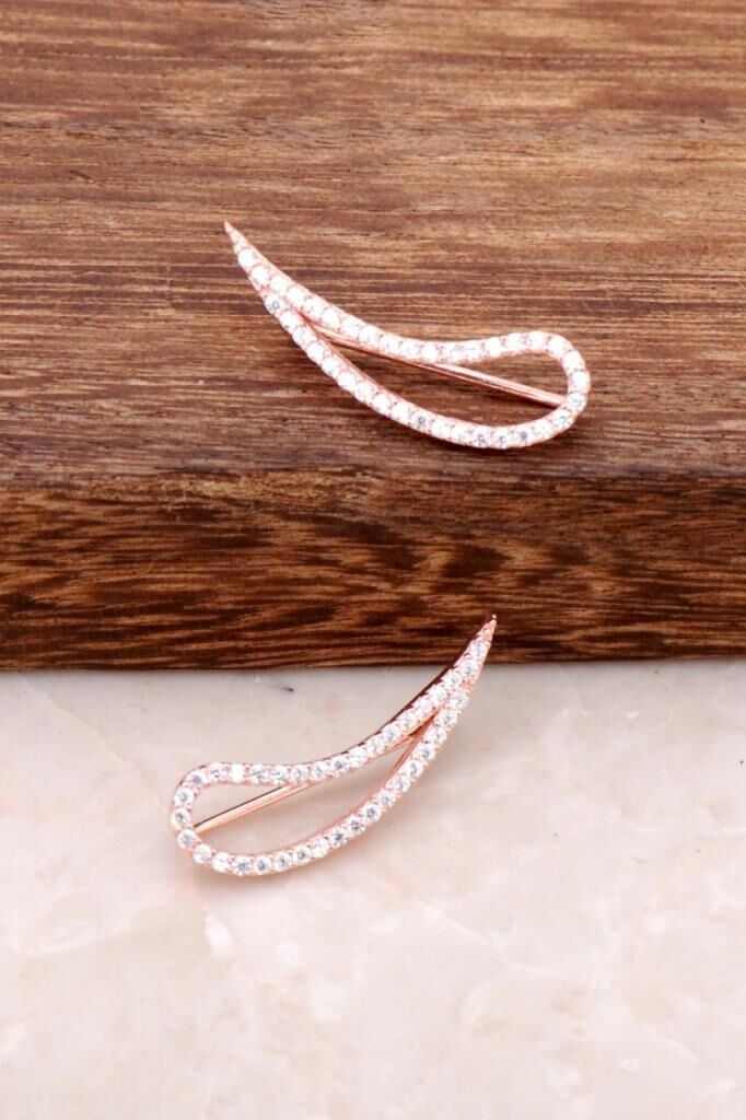 Zirkon Taşlı Gümüş Kıkırdak Küpe 1363