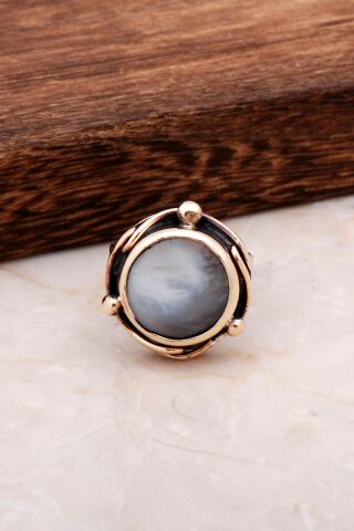 Sedef El Yapımı Gümüş Tasarım Yüzük 2997