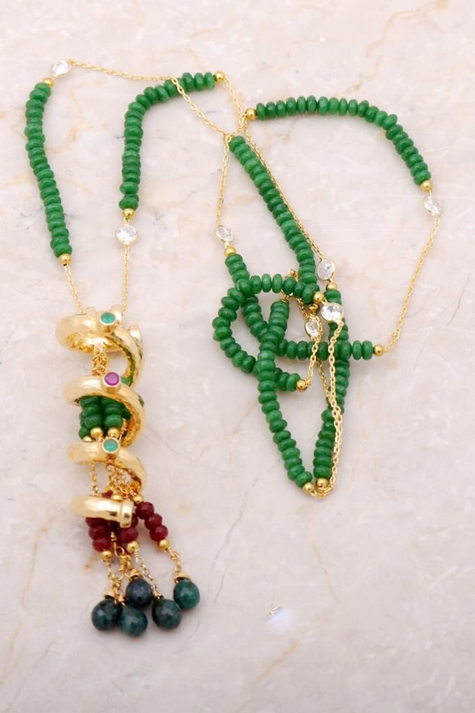 Aşk Şelalesi Altın Yaldızlı Gümüş Kolye 1024