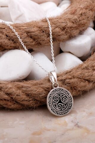 Anadolu Motifli Tasarım Gümüş Kolye 7792