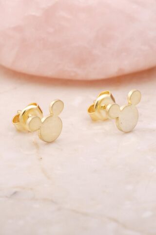 Mickey Altın Yaldızlı Mini Gümüş Küpe 5404