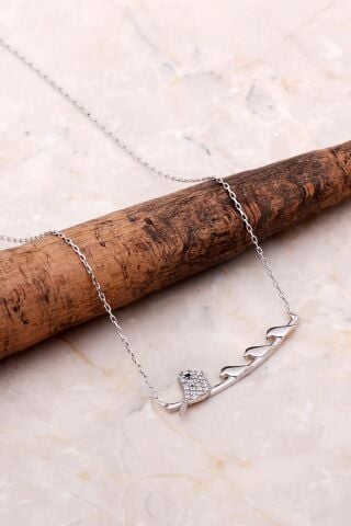 Kuşlar Tasarım Gümüş Kolye 7028