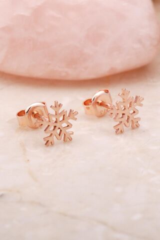 Kar Tanesi Rose Mini Gümüş Küpe 5406