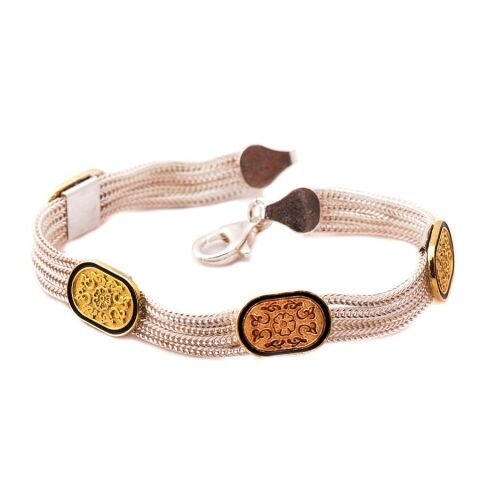 Hitit Motifli Hasır Gümüş Bileklik 1142