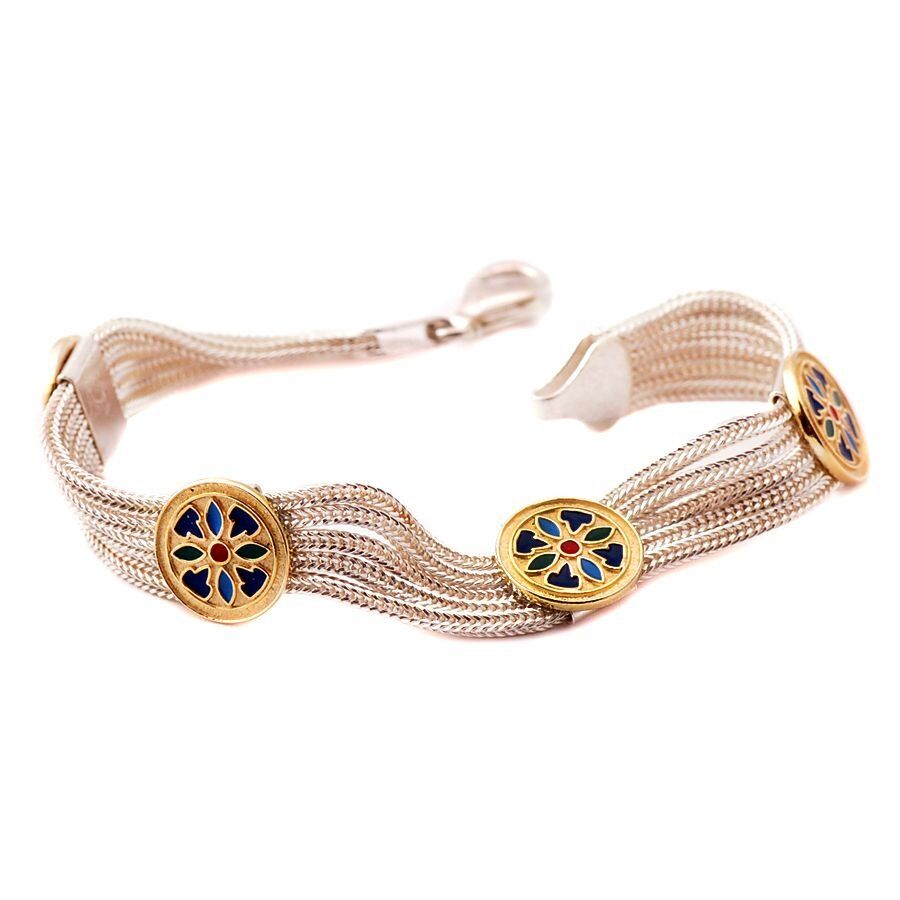 Babil Motifli Hasır Gümüş Bileklik 1143