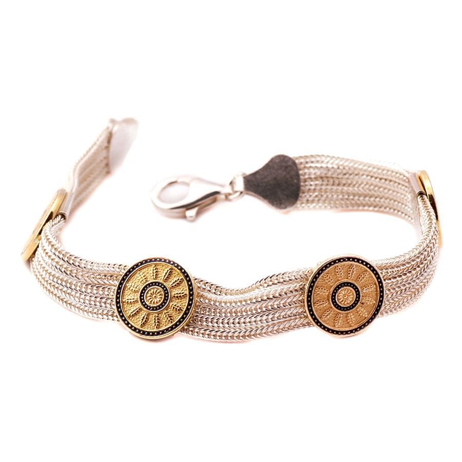 Babil Motifli Hasır Gümüş Bileklik 1144