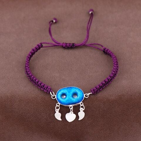 Süryani Nazar Boncuğu Makrome Gümüş Bileklik  2060