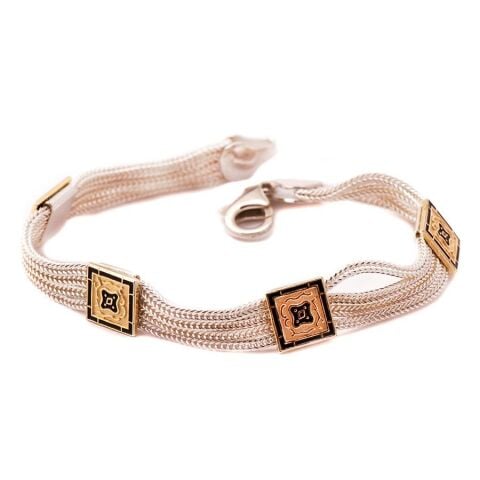 HİTİT MOTİFLİ HASIR GÜMÜŞ BİLEKLİK 1146