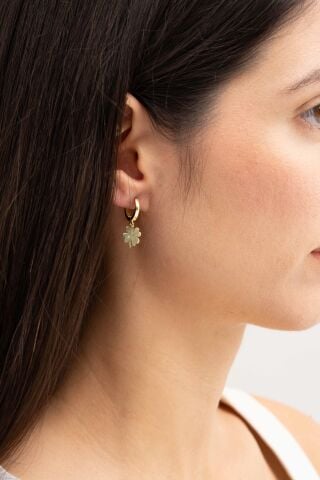 Yonca Altın Yaldızlı Gümüş Küpe 5412