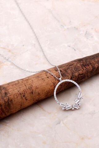 Baget Halka Gümüş Kolye 7029