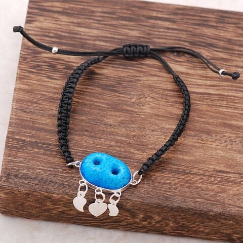 Süryani Nazar Boncuğu Makrome Gümüş Bileklik 2062