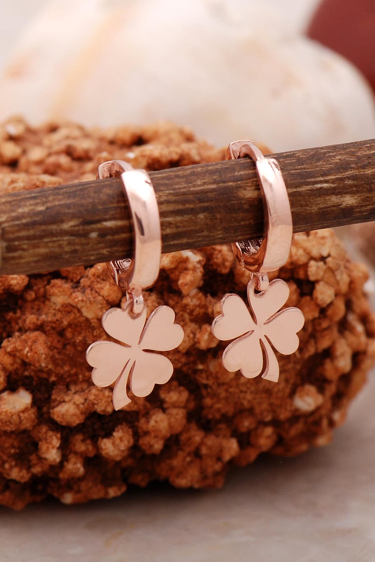 Yonca Rose Gümüş Küpe 5413