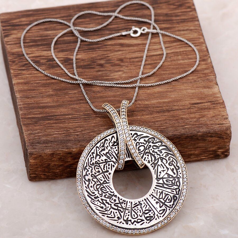 Nazar Ayetli Tasarım Elişi Uzun Zincirli Kolye 3923