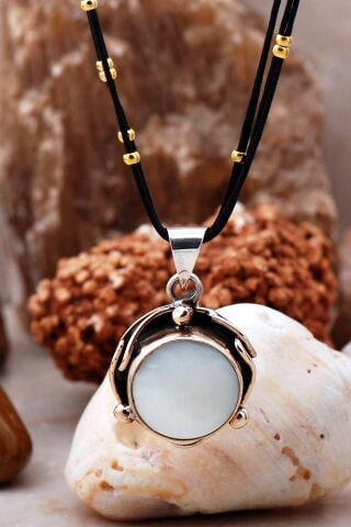 Sedef El Yapımı Gümüş Tasarım Kolye 6804