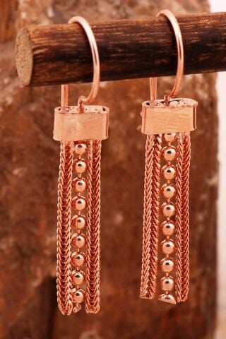 Hasır Elişi Rose Gümüş Küpe 7006