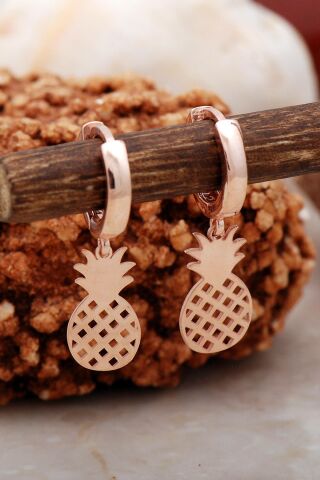 Ananas Rose Gümüş Küpe 5416