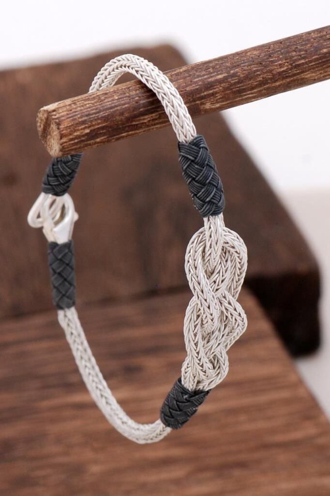 Kazaziye El Sarması Oksitli Gümüş Bileklik 3144