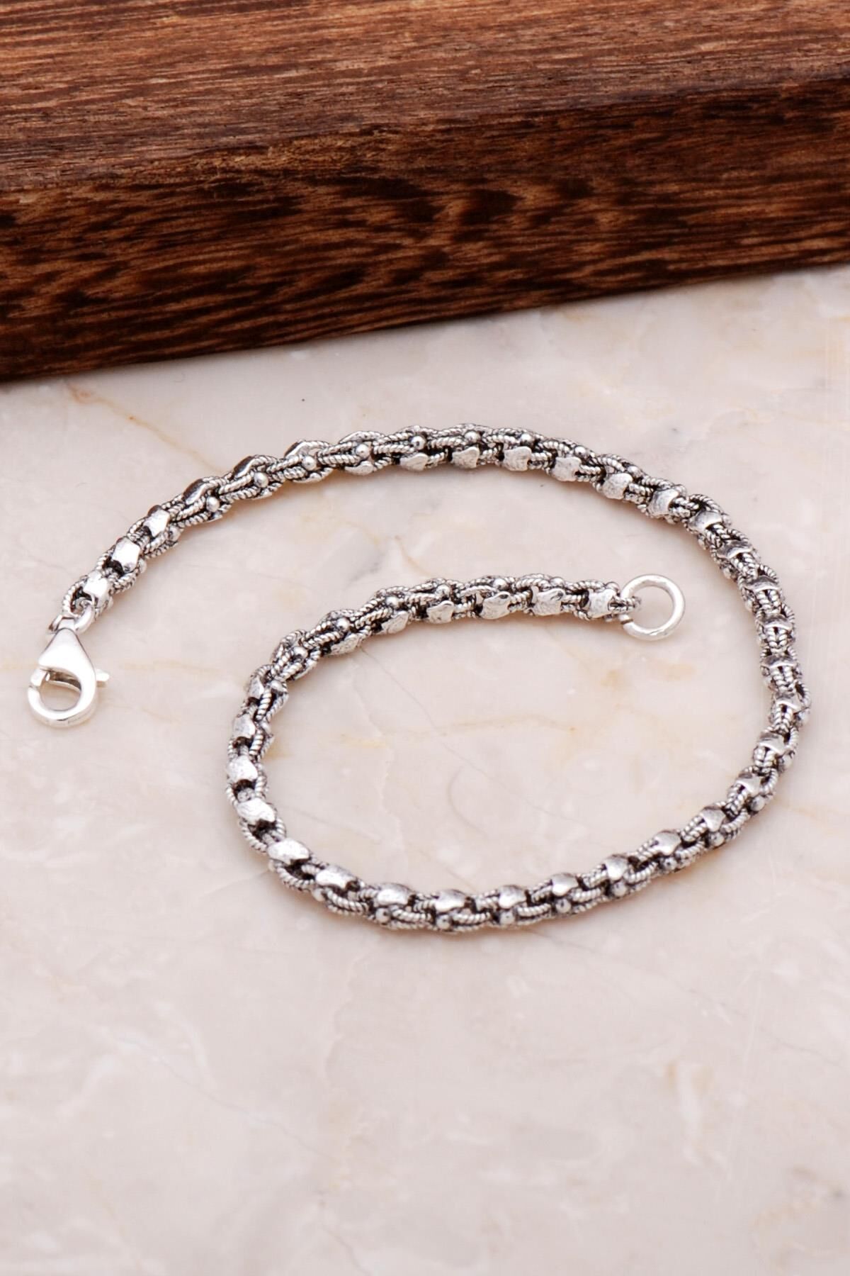 Erkek Pullu Telkari İşlemeli Gümüş Bileklik 3293