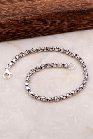 Erkek Pullu Telkari İşlemeli Gümüş Bileklik 3293