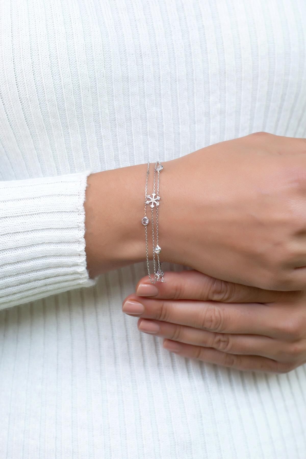 Kartanesi Taşlı Tasarım Gümüş Bileklik 3294