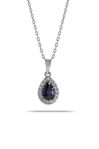 Mistik Topaz Mini Damla Gümüş Kolye 7035