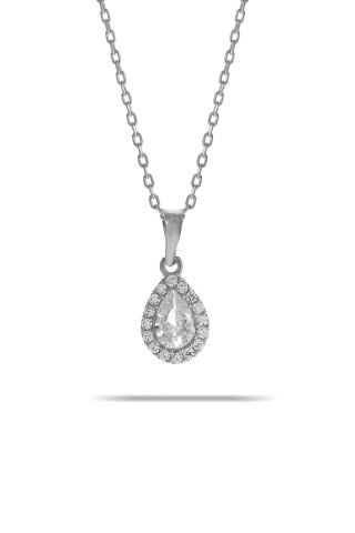 Kuvars Mini Damla Gümüş Kolye 7038