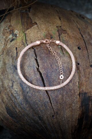 Tığ Örgü Telkari Tasarım Gümüş Bileklik 3151