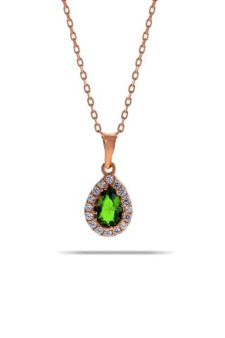 Yeşim Rose Gümüş Mini Damla Kolye 7042