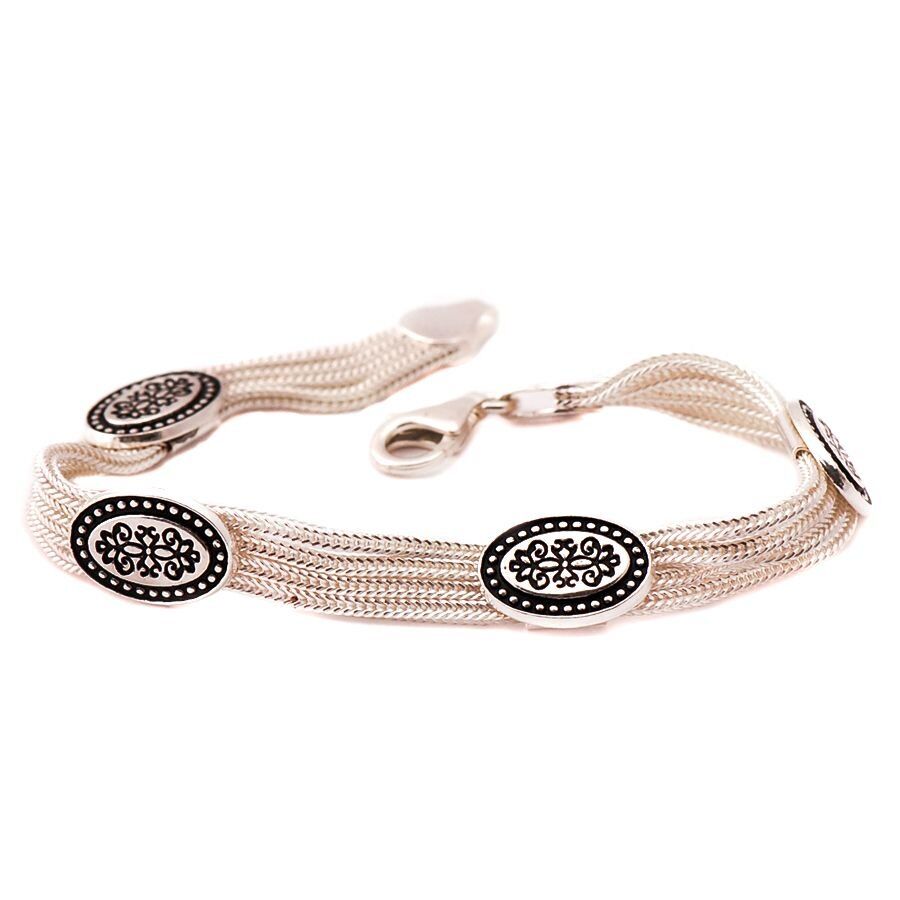 Midyat Taş Evleri Motifli Hasır Gümüş Bileklik 1161