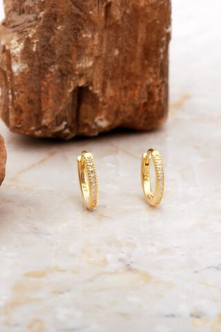 13 Mm Altın Kaplama Gümüş Halka Küpe 7019