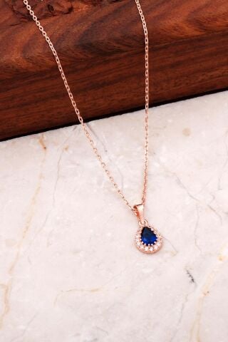 Safir Rose Gümüş Mini Damla Kolye 7044