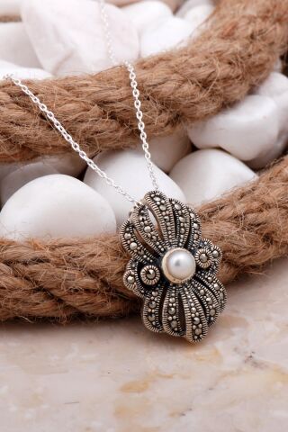 Markazit İnci Taşlı Gümüş Kolye 7817