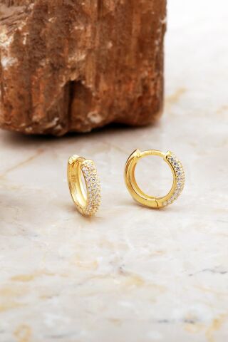 13 Mm Altın Kaplama Gümüş Halka Küpe 7021