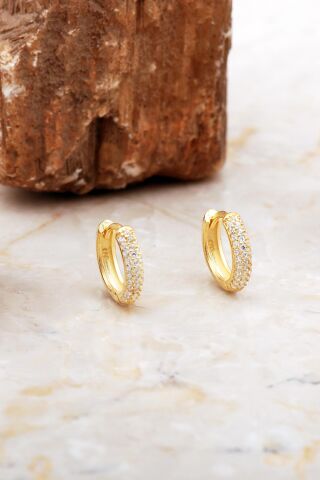 13 Mm Altın Kaplama Gümüş Halka Küpe 7021