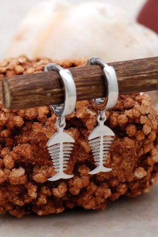 Balık Rodyumlu Gümüş Küpe 5432