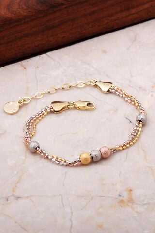 Dorika Altın Yaldızlı Rose 925 Ayar Gümüş Bileklik 3526