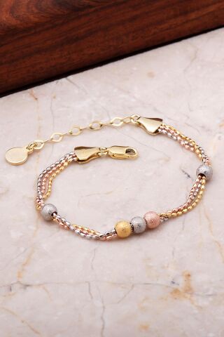 Dorika Altın Yaldızlı Rose 925 Ayar Gümüş Bileklik 3526