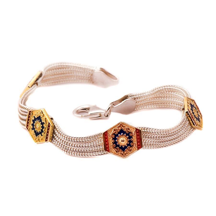 Hitit Motifli Gümüş Hasır Bileklik 1166