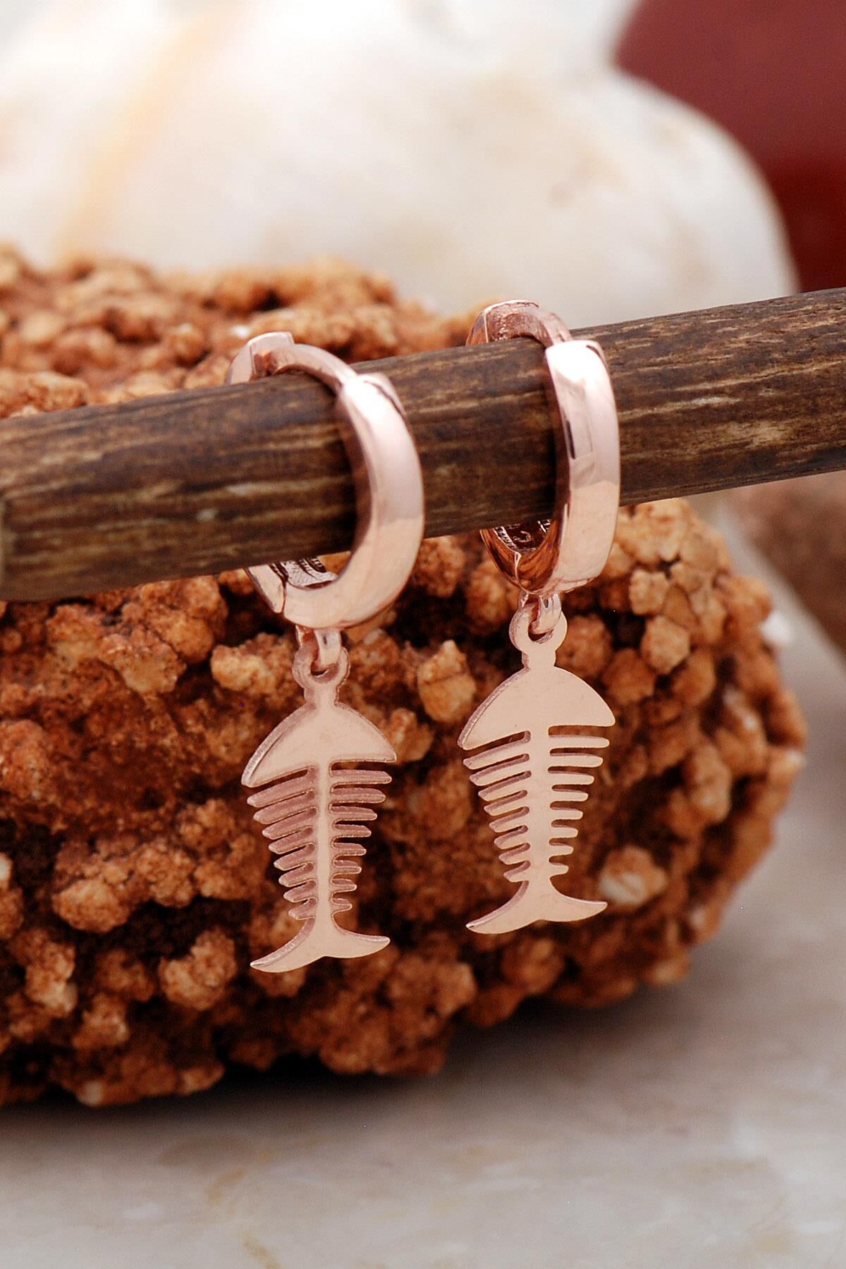 Balık Rose Gümüş Küpe 5433