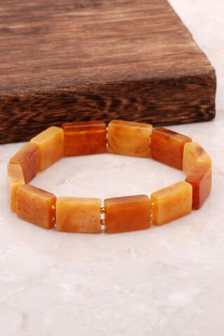 Kehribar Taşlı Özel Kesim Erkek Bileklik 3306