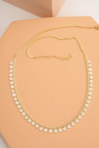 Taşlı Altın Kaplama Gümüş Choker Kolye 7946
