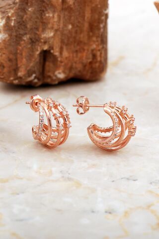 Kafes Tasarım Rose Gümüş Küpe 7025