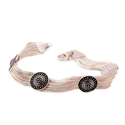 Mardin Güneşi Hasır Elişi 925 Ayar Gümüş Bileklik 1169