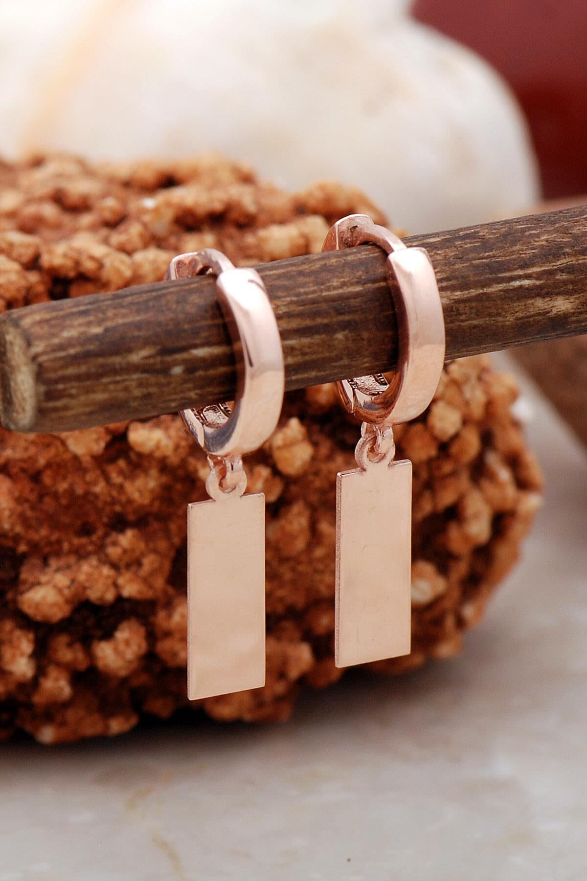 Plaka Rose Gümüş Küpe 5436