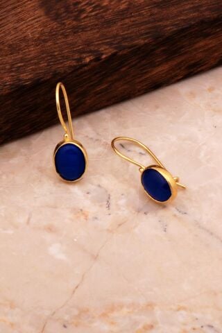 Sedef Taşlı Altın Kaplama Gümüş Küpe 6161